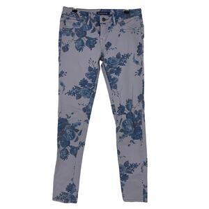 Vigoss Women's Blue Floral Print The Jagger Skinny Jeans Size 1, Length 31